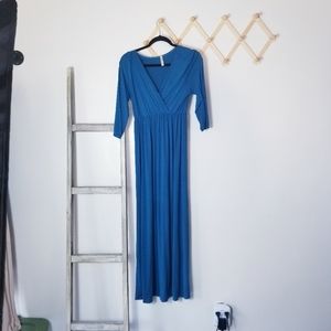 MOTHER BEE MATERNITY BLUE TEAL MAXI DRESS SIZE LARGE